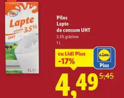Lidl Pilos Lapte de consum UHT Ofertă