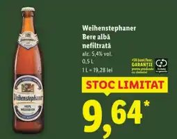 Lidl Weihenstephaner Bere albǎ nefiltratǎ Ofertă