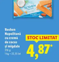Lidl Roshen Napolitanǎ cu cremă de cocos şi migdale Ofertă