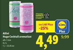 Lidl Allini Hugo Cocktail aromatizat alb/rose Ofertă
