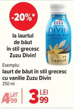Carrefour laurt de băut în stil grecesc cu vanilie Zuzu Divin Ofertă