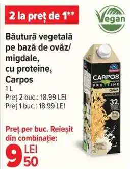 Carrefour Băutură vegetală pe bază de ovǎz/ migdale, cu proteine, Carpos Ofertă
