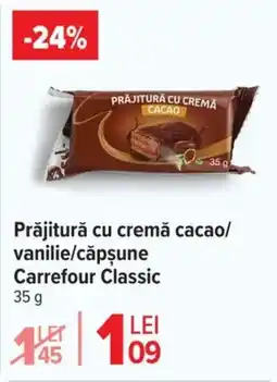 Carrefour Prăjitură cu cremă cacao/ vanilie/căpşune Carrefour Classic Ofertă