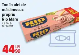Carrefour Ton în ulei de măsline/suc propriu Rio Mare Ofertă