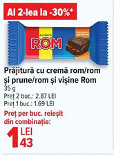 Carrefour Prăjitură cu cremă rom/rom şi prune/rom şi vişine Rom Ofertă