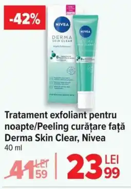 Carrefour Tratament exfoliant pentru noapte/Peeling curățare față Derma Skin Clear, Nivea Ofertă