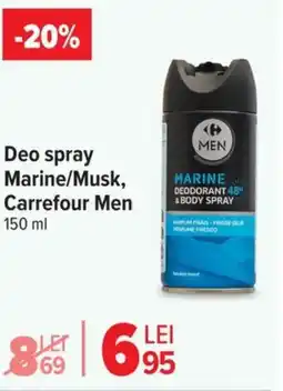 Carrefour Deo spray Marine/Musk, Carrefour Men Ofertă
