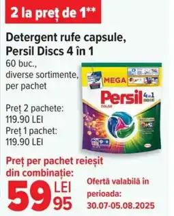 Carrefour Detergent rufe capsule, Persil Discs 4 în 1 Ofertă