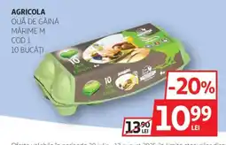 Auchan AGRICOLA Ouă de găină mărime M cod 1 Ofertă