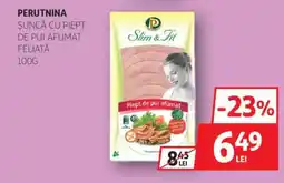 Auchan PERUTNINA Şuncă cu piept de pui afumat feliată Ofertă