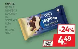 Auchan NAPOCA Premium înghețată sandwich cu ciocolată albă si migdale Ofertă