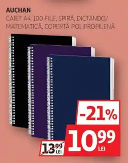 Auchan AUCHAN Caiet A4, 100 file, spiră, dictando/ matematică Ofertă