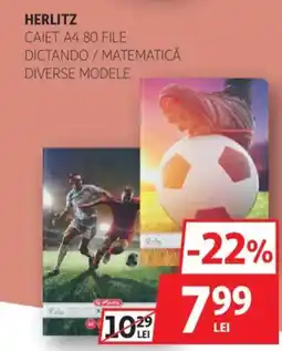Auchan HERLITZ Caiet A4 80 file dictando / matematică Ofertă