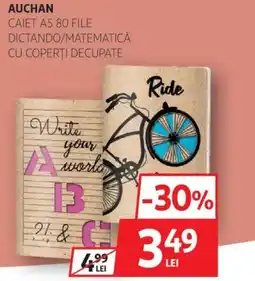 Auchan AUCHAN Caiet A5 80 file dictando/matematică cu coperti decupate Ofertă