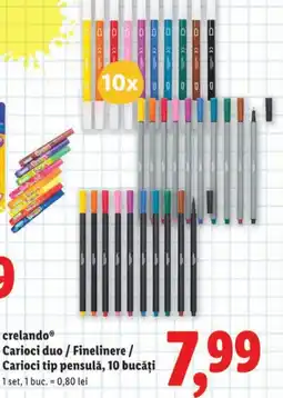 Lidl Crelando Carioci duo / Finelinere / Carioci tip pensulă Ofertă