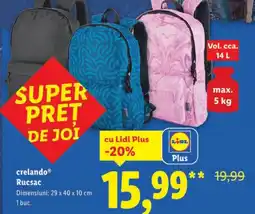 Lidl Crelando Rucsac Ofertă