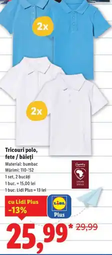 Lidl Tricouri polo, fete / băieți Ofertă