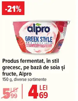 Carrefour Produs fermentat, în stil grecesc, pe bază de soia și fructe, Alpro Ofertă