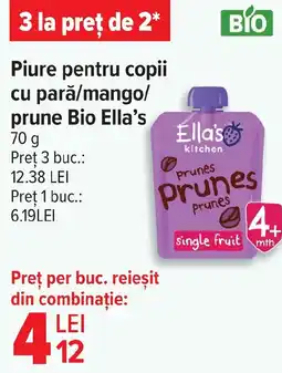 Carrefour Piure pentru copii cu parǎ/mango/ prune Bio Ella's Ofertă