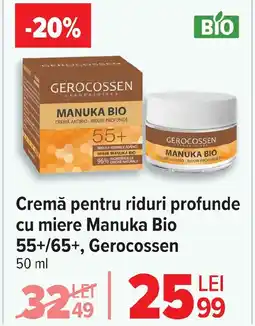 Carrefour Cremă pentru riduri profunde cu miere Manuka Bio 55+/65+, Gerocossen Ofertă