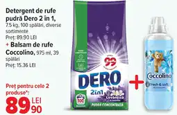 Carrefour Detergent de rufe pudră Dero 2 în 1 Ofertă