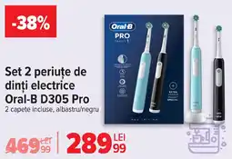 Carrefour Set 2 periuţe de dinți electrice Oral-B D305 Pro Ofertă