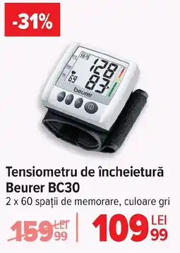 Carrefour Tensiometru de încheietură Beurer BC30 Ofertă