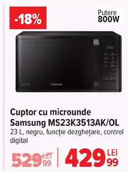 Carrefour Cuptor cu microunde Samsung MS23K3513AK/OL Ofertă