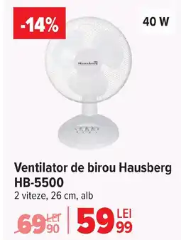 Carrefour Ventilator de birou Hausberg HB-5500 Ofertă