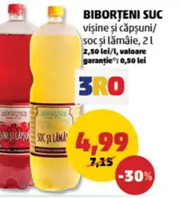 Penny Biborțeni suc visine şi căpşuni/ soc şi lămâie Ofertă