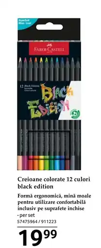 Selgros Creioane colorate 12 culori black edition Ofertă