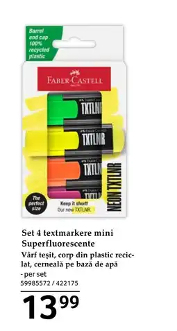 Selgros Set 4 textmarkere mini Superfluorescente Ofertă