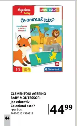 Selgros CLEMENTONI Agerino baby Montessori Joc educativ Ce animal este? Ofertă