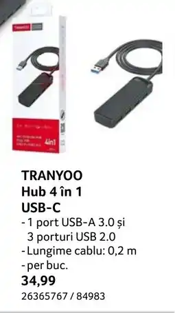 Selgros TRANYOO Hub 4 în 1 USB-C Ofertă