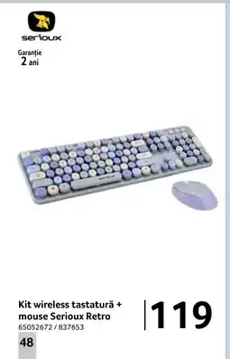 Selgros Kit wireless tastatură + mouse Serioux Retro Ofertă