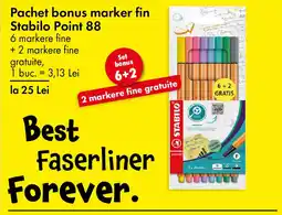 TEDI Pachet bonus marker fin Stabilo Point 88 Ofertă