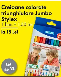 TEDI Creioane colorate triunghiulare Jumbo Stylex Ofertă