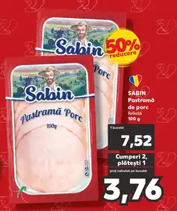 Kaufland SABIN Pastramă de porc feliată Ofertă