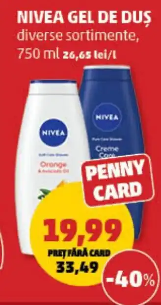Penny Nivea gel de duș Ofertă