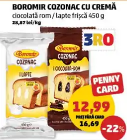 Penny Boromir cozonac cu cremă ciocolată rom/lapte frișcă Ofertă