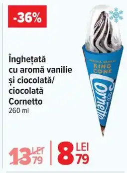 Carrefour Market Îngheţată cu aromă vanilie şi ciocolată/ ciocolată Cornetto Ofertă