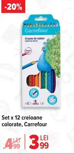 Carrefour Market Set x 12 acuarele tip pastilă cu Set x 12 creioane pensulă, Carrefour Ofertă