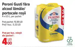 Carrefour Market Peroni Gusti fǎra alcool lămâie/ portocale roşii Ofertă