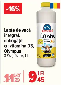 Carrefour Lapte de vacă integral, îmbogăţit cu vitamina D3, Olympus Ofertă