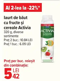 Carrefour laurt de băut cu fructe şi cereale Activia Ofertă