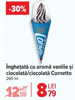 Carrefour îngheţată cu aromă vanilie și ciocolată/ciocolată Cornetto Ofertă