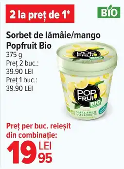 Carrefour Sorbet de lămâie/mango Popfruit Bio Ofertă