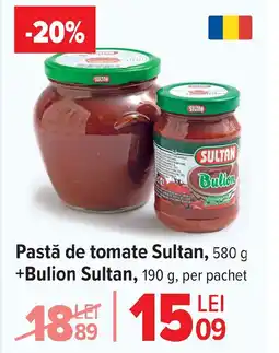Carrefour Pastă de tomate Sultan, +Bulion Sultan Ofertă