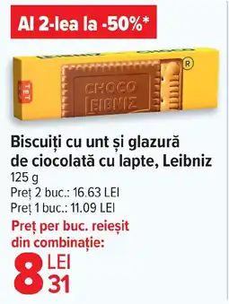 Carrefour Biscuiți cu unt şi glazură de ciocolată cu lapte, Leibniz Ofertă