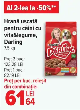 Carrefour Hrană uscată pentru câini cu vita&legume, Darling Ofertă